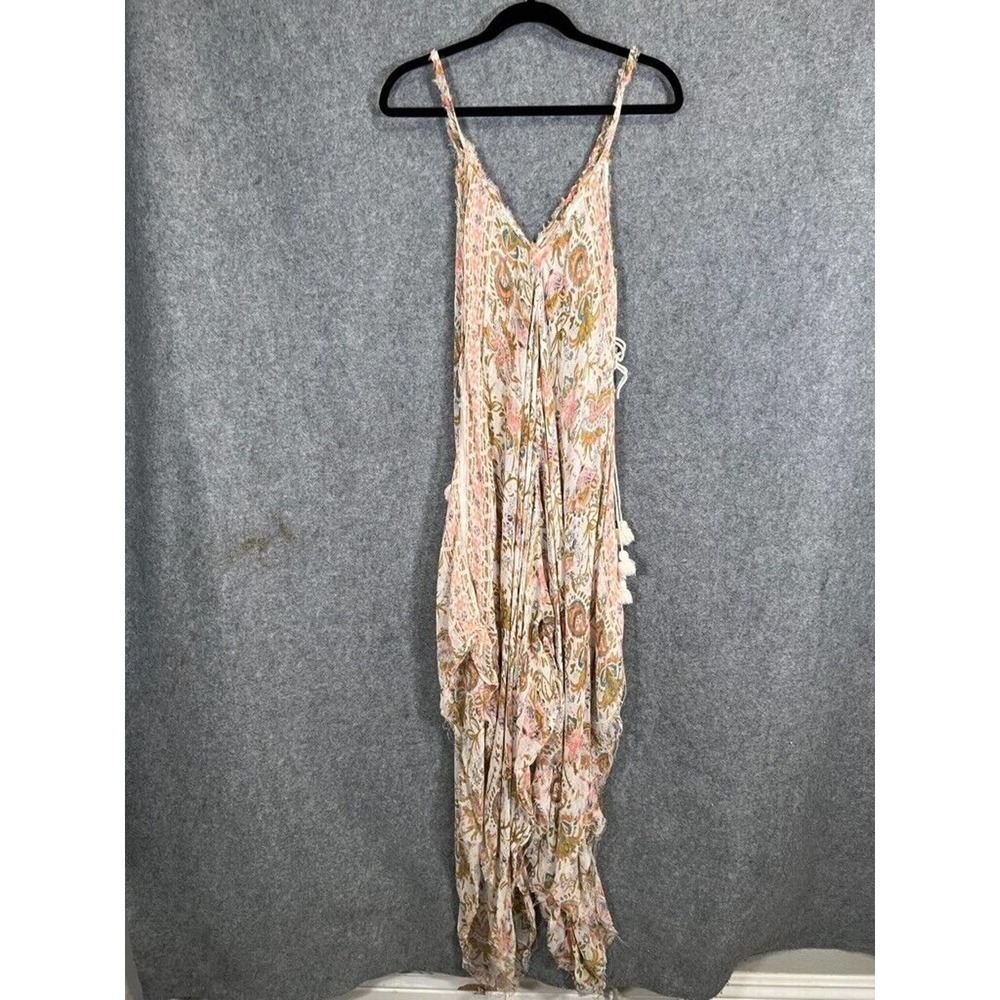 Free People Jumpsuits Women Medium Pink Paisley Print Muslin Rompers Wide Leg